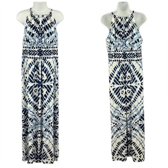 Chico's Dresses & Skirts - Chico’s Blue Diamond Tie Dye Halter Style Maxi Dress Sz 3 or XL